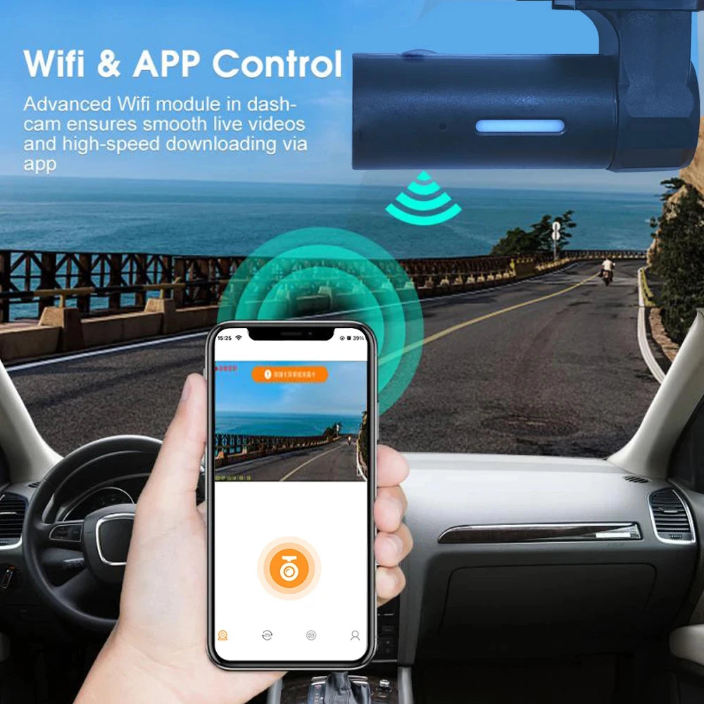 APP control smart car Wifi DVR Dash camera night vision video recorder HD1080P USB connection power supply